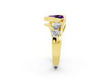 Yellow gold Bezel Set Heart Cut Diamond Split Shank Ring_2