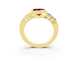 Yellow gold Bezel Set Heart Cut Diamond Split Shank Ring_3
