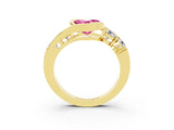 Yellow gold Bezel Set Heart Cut Diamond Split Shank Ring_3