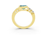Yellow gold Bezel Set Heart Cut Diamond Split Shank Ring_3