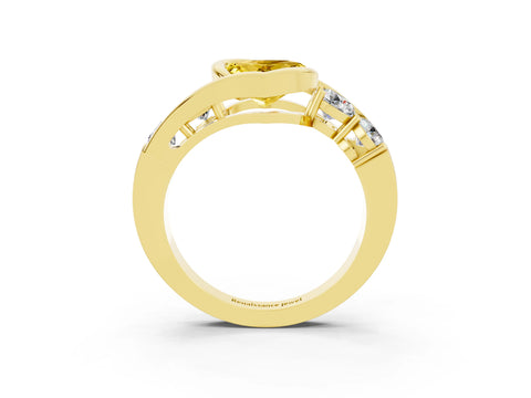Yellow gold Bezel Set Heart Cut Diamond Split Shank Ring_3