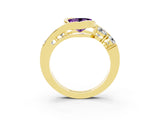 Yellow gold Bezel Set Heart Cut Diamond Split Shank Ring_3