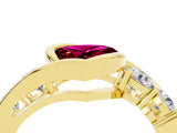 Yellow gold Bezel Set Heart Cut Diamond Split Shank Ring_4
