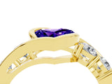 Yellow gold Bezel Set Heart Cut Diamond Split Shank Ring_4