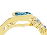 Yellow gold Bezel Set Heart Cut Diamond Split Shank Ring_4