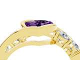 Yellow gold Bezel Set Heart Cut Diamond Split Shank Ring_4