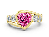 Yellow gold Bezel Set Heart Cut Diamond Split Shank Ring