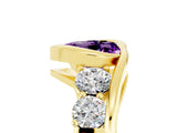 Yellow gold Bezel Set Heart Cut Diamond Split Shank Ring_5