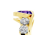 Yellow gold Bezel Set Heart Cut Diamond Split Shank Ring_5
