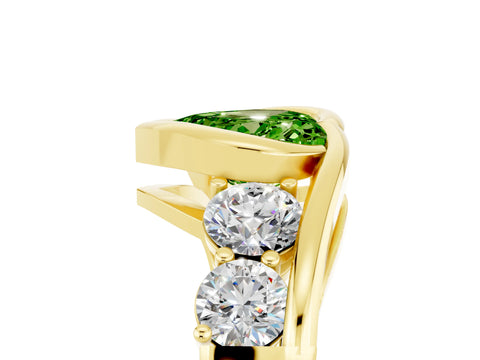 Yellow gold Bezel Set Heart Cut Diamond Split Shank Ring_5