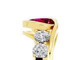 Yellow gold Bezel Set Heart Cut Diamond Split Shank Ring_5