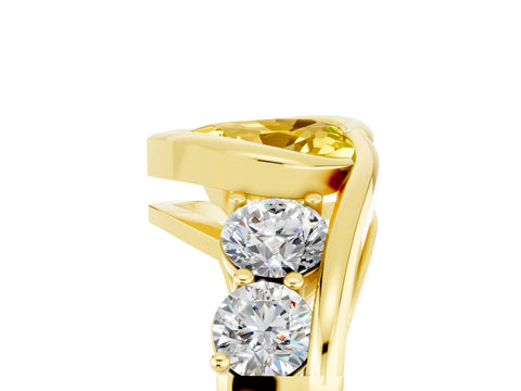 Yellow gold Bezel Set Heart Cut Diamond Split Shank Ring_5