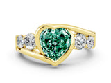 Yellow gold Bezel Set Heart Cut Diamond Split Shank Ring