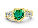 Yellow gold Bezel Set Heart Cut Diamond Split Shank Ring