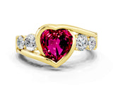 Yellow gold Bezel Set Heart Cut Diamond Split Shank Ring