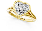 Yellow gold Bezel Set Heart Cut Solitaire Ring with Tapered Band 1