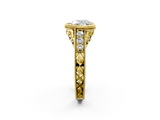 Yellow gold Bezel Set Heart Diamond Milgrain Pave Engagement Ring_34