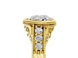 Yellow gold Bezel Set Heart Diamond Milgrain Pave Engagement Ring_37