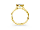 Yellow gold Bezel Set Heart Solitaire Diamond Ring with Smooth Band 3