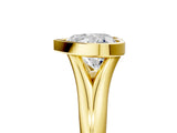 Yellow gold Bezel Set Heart Solitaire Diamond Ring with Smooth Band 5