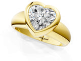 Yellow gold Bezel Set Heart Solitaire Ring with Wide Band 1