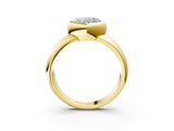 Yellow gold Bezel Set Heart Solitaire Ring with Wide Band 3