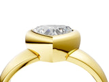 Yellow gold Bezel Set Heart Solitaire Ring with Wide Band 4