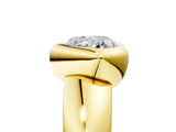 Yellow gold Bezel Set Heart Solitaire Ring with Wide Band 5
