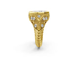 Yellow gold Bezel Set Marquise Cut Diamond Milgrain Band Ring_15