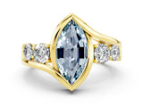 Yellow gold Bezel Set Marquise Cut Diamond Split Shank Ring