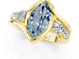 Yellow gold Bezel Set Marquise Cut Diamond Split Shank Ring_1