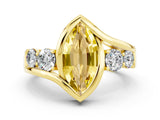 Yellow gold Bezel Set Marquise Cut Diamond Split Shank Ring