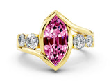 Yellow gold Bezel Set Marquise Cut Diamond Split Shank Ring