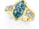 Yellow gold Bezel Set Marquise Cut Diamond Split Shank Ring_1