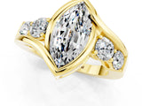 Yellow gold Bezel Set Marquise Cut Diamond Split Shank Ring_1