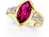 Yellow gold Bezel Set Marquise Cut Diamond Split Shank Ring_1