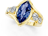 Yellow gold Bezel Set Marquise Cut Diamond Split Shank Ring_1