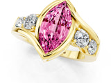 Yellow gold Bezel Set Marquise Cut Diamond Split Shank Ring_1