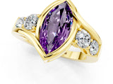 Yellow gold Bezel Set Marquise Cut Diamond Split Shank Ring_1