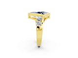 Yellow gold Bezel Set Marquise Cut Diamond Split Shank Ring_2