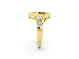 Yellow gold Bezel Set Marquise Cut Diamond Split Shank Ring_2