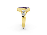 Yellow gold Bezel Set Marquise Cut Diamond Split Shank Ring_2