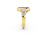 Yellow gold Bezel Set Marquise Cut Diamond Split Shank Ring_2