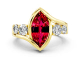 Yellow gold Bezel Set Marquise Cut Diamond Split Shank Ring