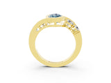 Yellow gold Bezel Set Marquise Cut Diamond Split Shank Ring_3
