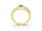 Yellow gold Bezel Set Marquise Cut Diamond Split Shank Ring_3