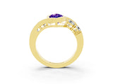 Yellow gold Bezel Set Marquise Cut Diamond Split Shank Ring_3