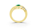 Yellow gold Bezel Set Marquise Cut Diamond Split Shank Ring_3