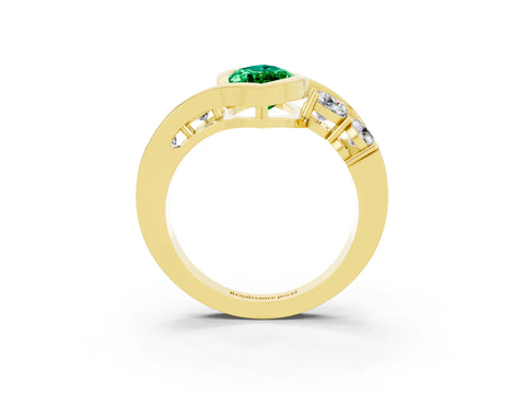 Yellow gold Bezel Set Marquise Cut Diamond Split Shank Ring_3