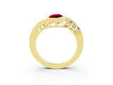 Yellow gold Bezel Set Marquise Cut Diamond Split Shank Ring_3